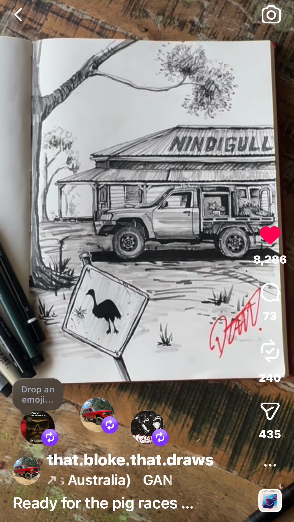 Tin Sign – Original Artwork by That Bloke That Draws Instagram series- Drawing Aussie's Favourite Cars- Part 9
