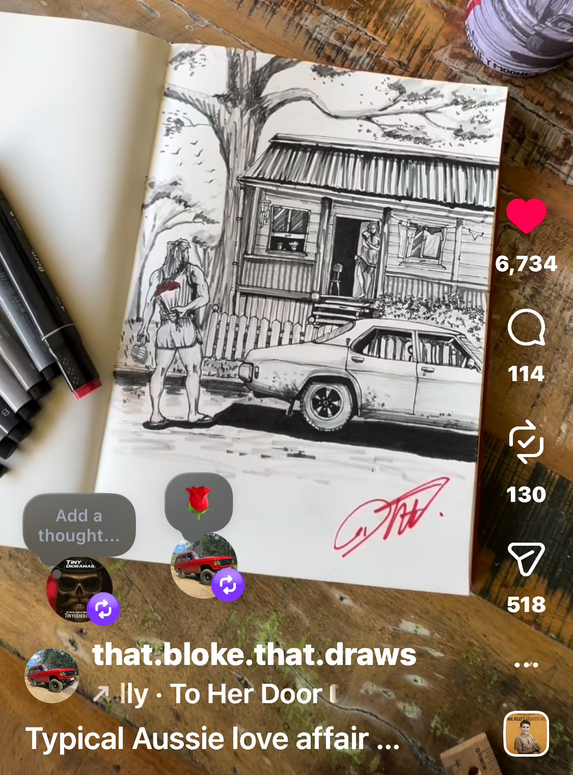 Tin Sign – Original Artwork by That Bloke That Draws Instagram series- Drawing Aussie’s Favourite Cars- Part 10