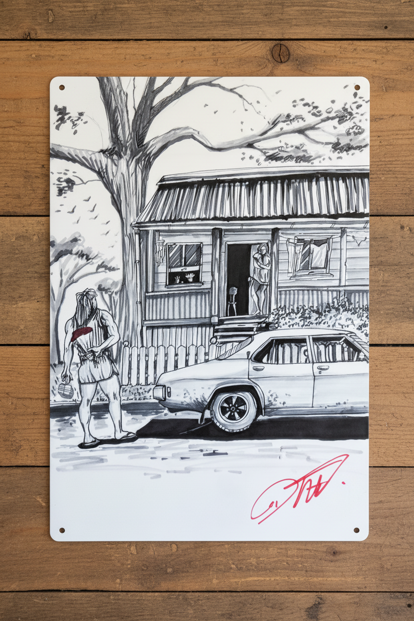 Tin Sign – Original Artwork by That Bloke That Draws Instagram series- Drawing Aussie’s Favourite Cars- Part 10